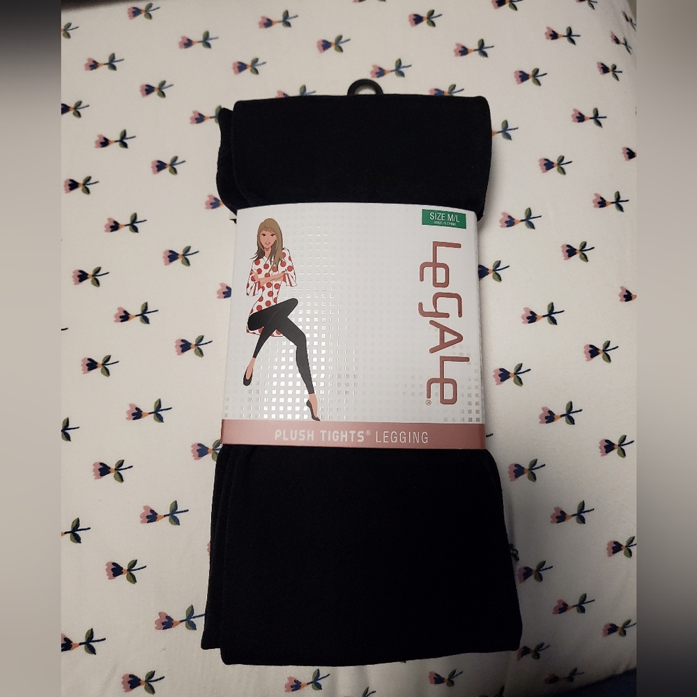 Legale Black Plush Tights Legging M/L